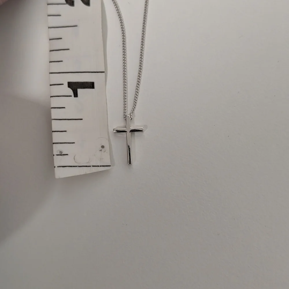 Kids Silver Cross Pendant Necklace - Sleek Minimalist Design